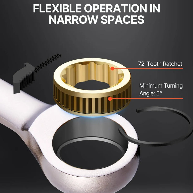 Kombinēto atslēgu komplekts, 24 gab., SAE 6,35-22,2 mm un metrisks 8-19 mm ar organizatoru statīvu