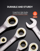 Kombinēto atslēgu komplekts, 24 gab., SAE 6,35-22,2 mm un metrisks 8-19 mm ar organizatoru statīvu