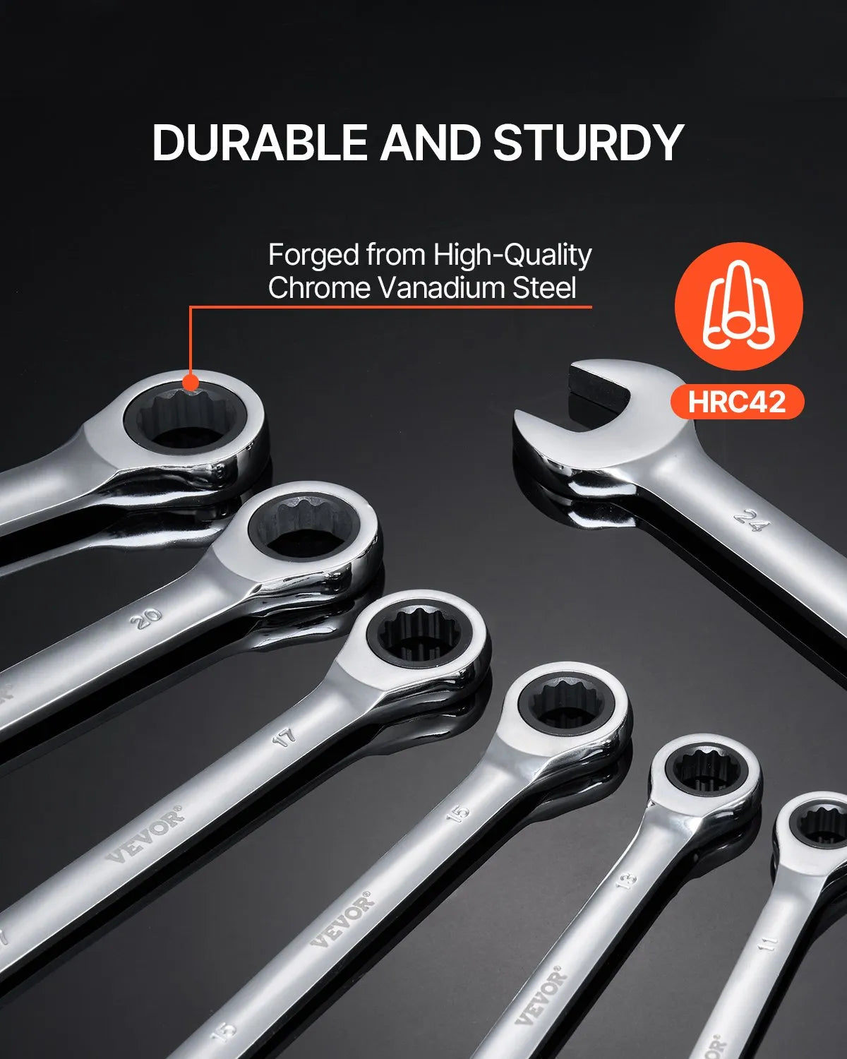 VEVOR 30-Piece Combination Spanner Set with Storage Rack, Cr-V Steel, Metric 8–24 mm, for Household Tasks, Garage, Workshop and Emergencies