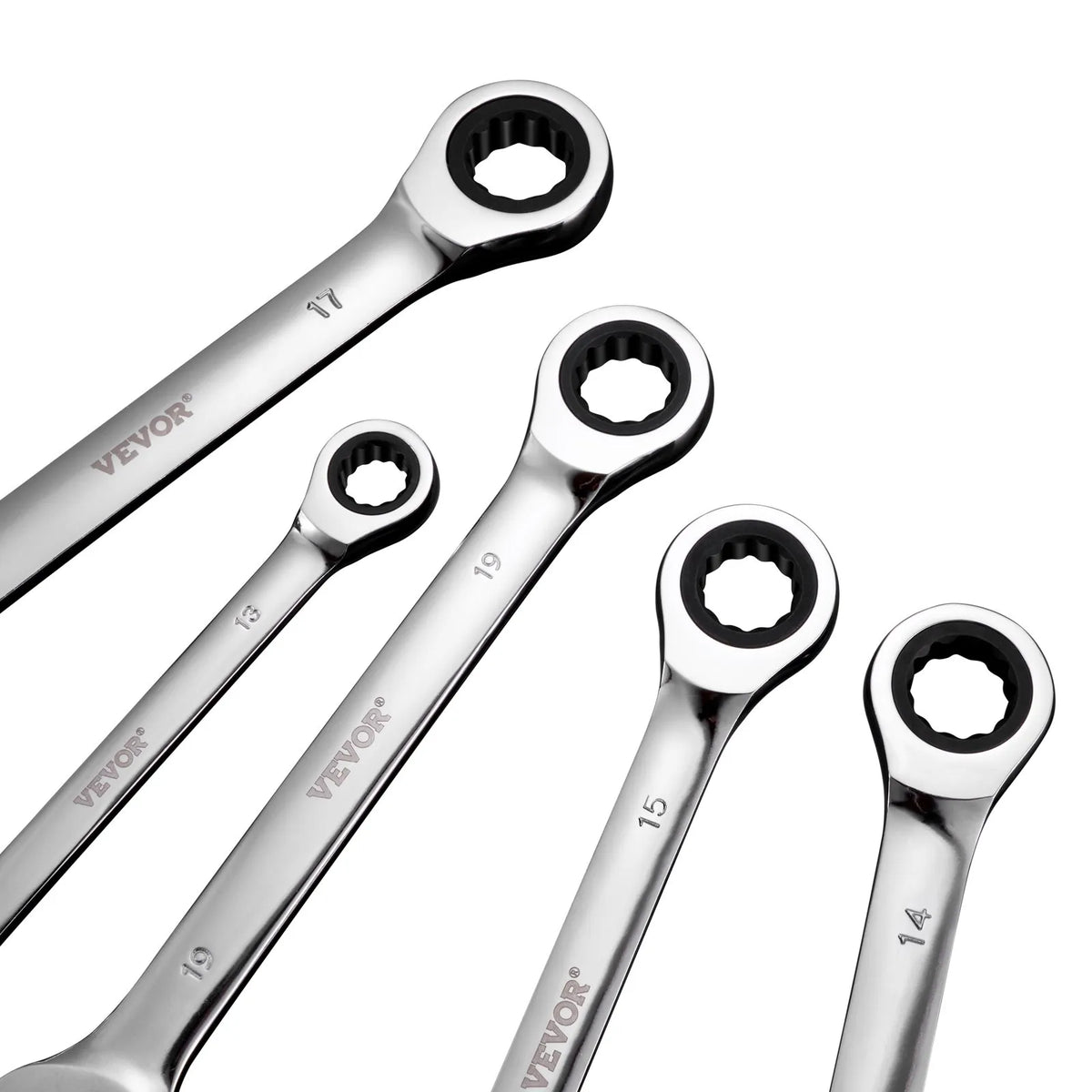 VEVOR 8-Piece Combination Spanner Set with Storage Rack, Cr-V Steel, Metric 8–19 mm, for Household Tasks, Garage, Workshop, Car Repair and Emergencies