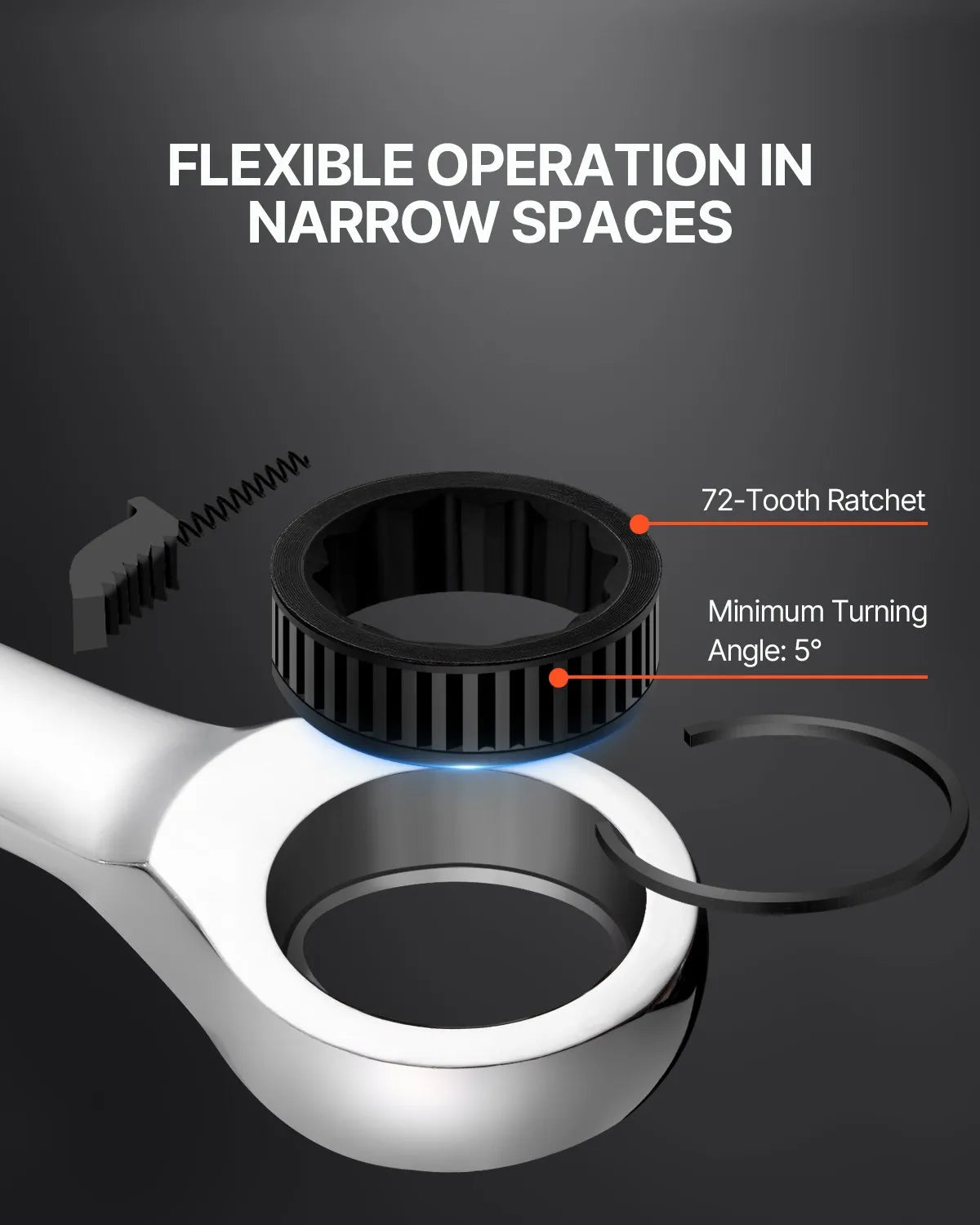 VEVOR 8-Piece Combination Spanner Set with Storage Rack, Cr-V Steel, Metric 8–19 mm, for Household Tasks, Garage, Workshop, Car Repair and Emergencies