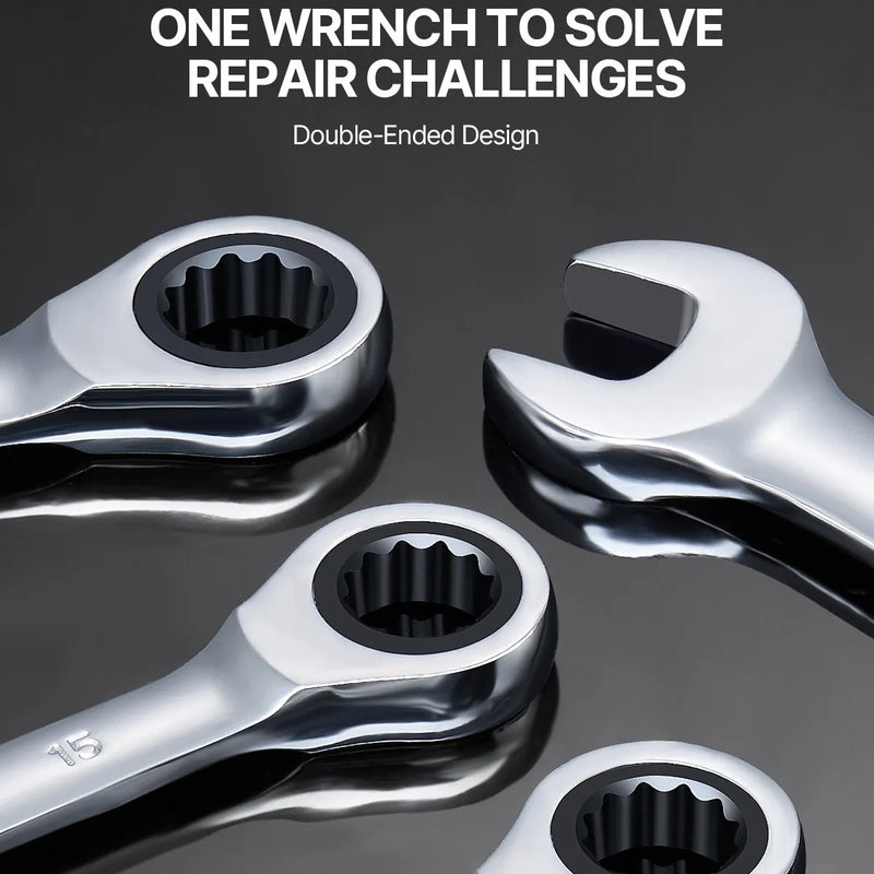 Kombinēto atslēgu komplekts, 8 gab., metrisks, 8 mm līdz 19 mm ar organizatoru statīvu