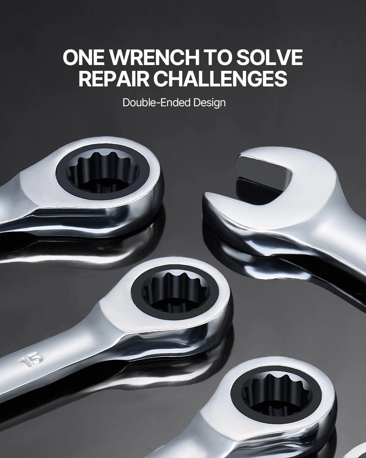 VEVOR 8-Piece Combination Spanner Set with Storage Rack, Cr-V Steel, Metric 8–19 mm, for Household Tasks, Garage, Workshop, Car Repair and Emergencies