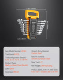 Kombinēto atslēgu komplekts, 8 gab., metrisks, 8 mm līdz 19 mm ar organizatoru statīvu