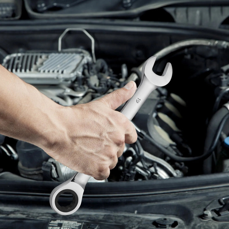 Kombinēto atslēgu komplekts, 8 gab., metrisks, 8 mm līdz 19 mm ar organizatoru statīvu