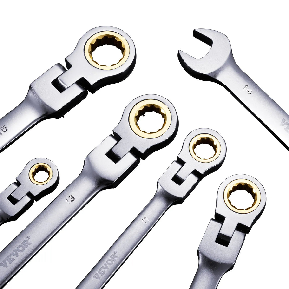 VEVOR Flexible Ratchet Wrench Set, 8 Pieces, Combination Wrench Set with Storage Bag, Cr-V Steel, Metric 8–17 mm, Suitable for Household and Auto Repair