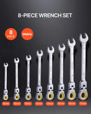 Lokanās galvas ročmehānisma atslēgu komplekts, 8 gab., metrisks, 8 mm-17 mm ar sarullējamu maciņu