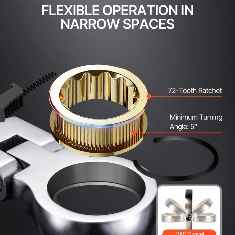 Lokanās galvas ročmehānisma atslēgu komplekts, 8 gab., metrisks, 8 mm-17 mm ar sarullējamu maciņu