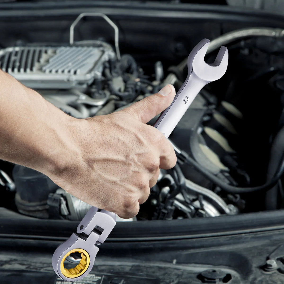 VEVOR Flexible Ratchet Wrench Set, 8 Pieces, Combination Wrench Set with Storage Bag, Cr-V Steel, Metric 8–17 mm, Suitable for Household and Auto Repair