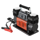 VEVOR divu cilindru lieljaudas gaisa kompresors, portatīvs riepu pumpis ar automātisku izslēgšanos, 300 l/min, 12 V, līdz 10,3 bar, bezceļu transportlīdzekļiem, ar LCD digitālo displeju un adapteriem automašīnām, SUV, 4×4 un kemperiem