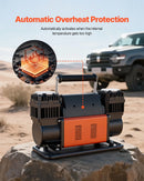 VEVOR divcilindru lieljaudas gaisa kompresors, portatīvs riepu piepumpētājs 300 l/min, 12 V bezceļu gaisa sūknis ar digitālo spiediena mērītāju un adapteriem automašīnām, SUV, 4×4 transportlīdzekļiem un kemperiem