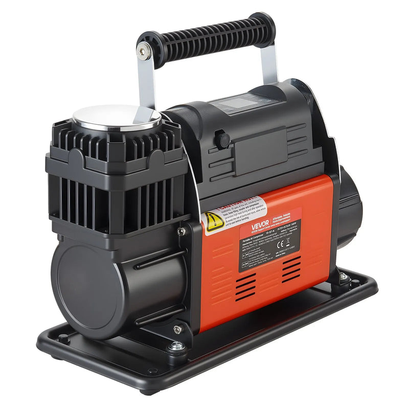 VEVOR 12 V lieljaudas gaisa kompresors, portatīvs riepu piepumpētājs ar automātisko izslēgšanos un LCD displeju, gaisa plūsma 202 l/min, spiediens līdz 10,3 bar, automašīnām, 4×4 un kemperiem