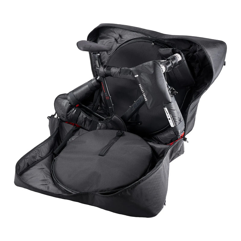VEVOR šosejas velosipēda transportēšanas soma ar TSA slēdzeni un dubulto rāvējslēdzēju, piemērota velosipēdiem ar riteņu bāzi 94–106 cm, melna, ceļošanai ar lidmašīnu, automašīnu, vilcienu un sabiedrisko transportu - ZEMLETES.LV