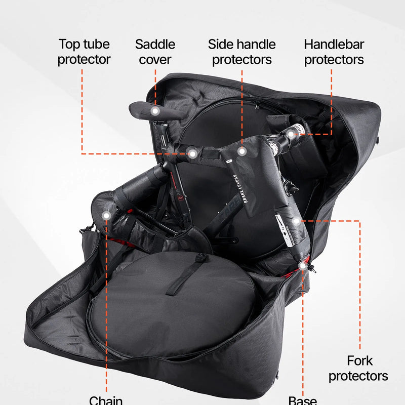 VEVOR šosejas velosipēda transportēšanas soma ar TSA slēdzeni un dubulto rāvējslēdzēju, piemērota velosipēdiem ar riteņu bāzi 94–106 cm, melna, ceļošanai ar lidmašīnu, automašīnu, vilcienu un sabiedrisko transportu - ZEMLETES.LV