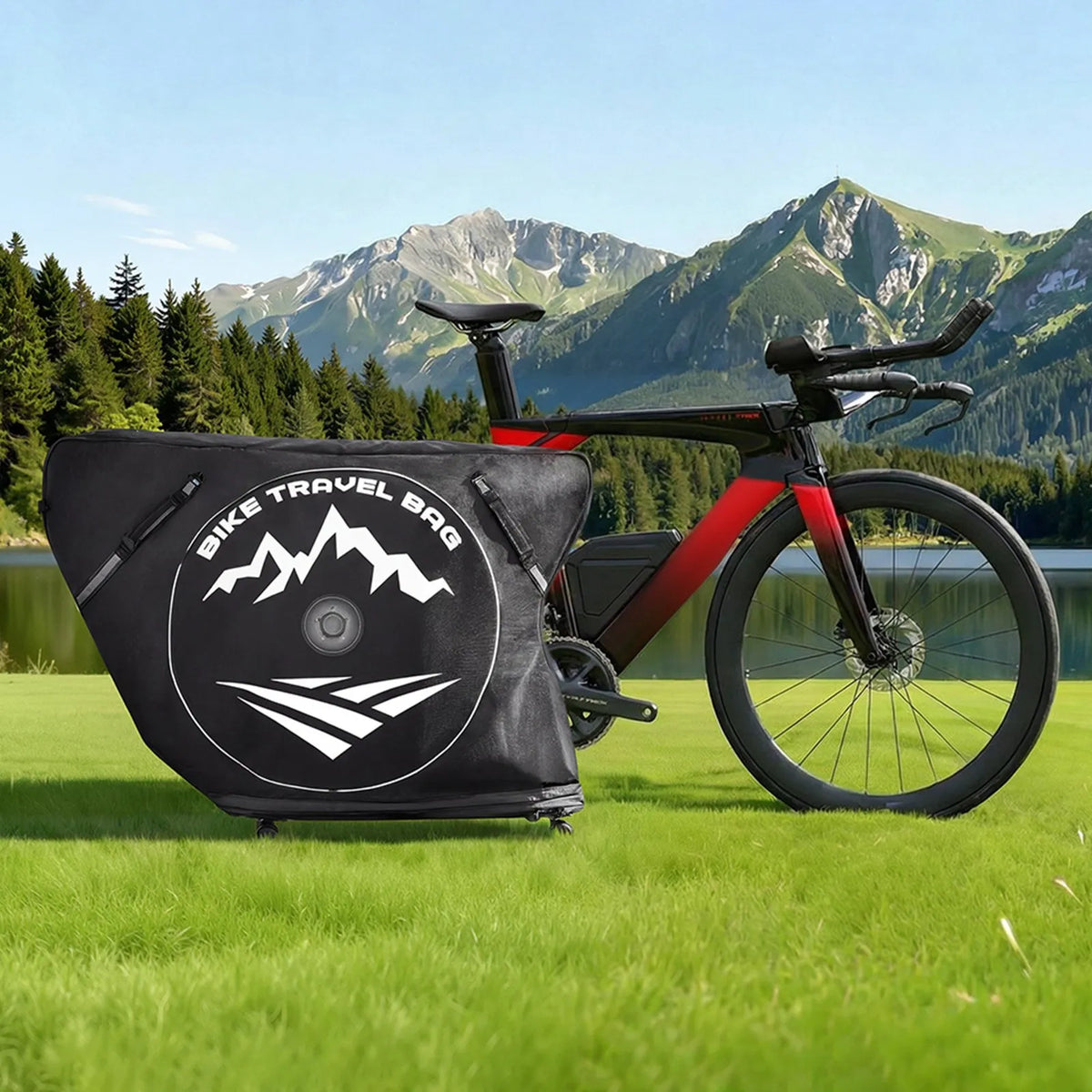 VEVOR triatlona velosipēda transportēšanas soma ar TSA slēdzeni un dubulto rāvējslēdzēju, piemērota velosipēdiem ar maksimālo riteņu bāzi 106 cm, ceļošanai ar lidmašīnu, vilcienu un sabiedrisko transportu, āra lietošanai - ZEMLETES.LV