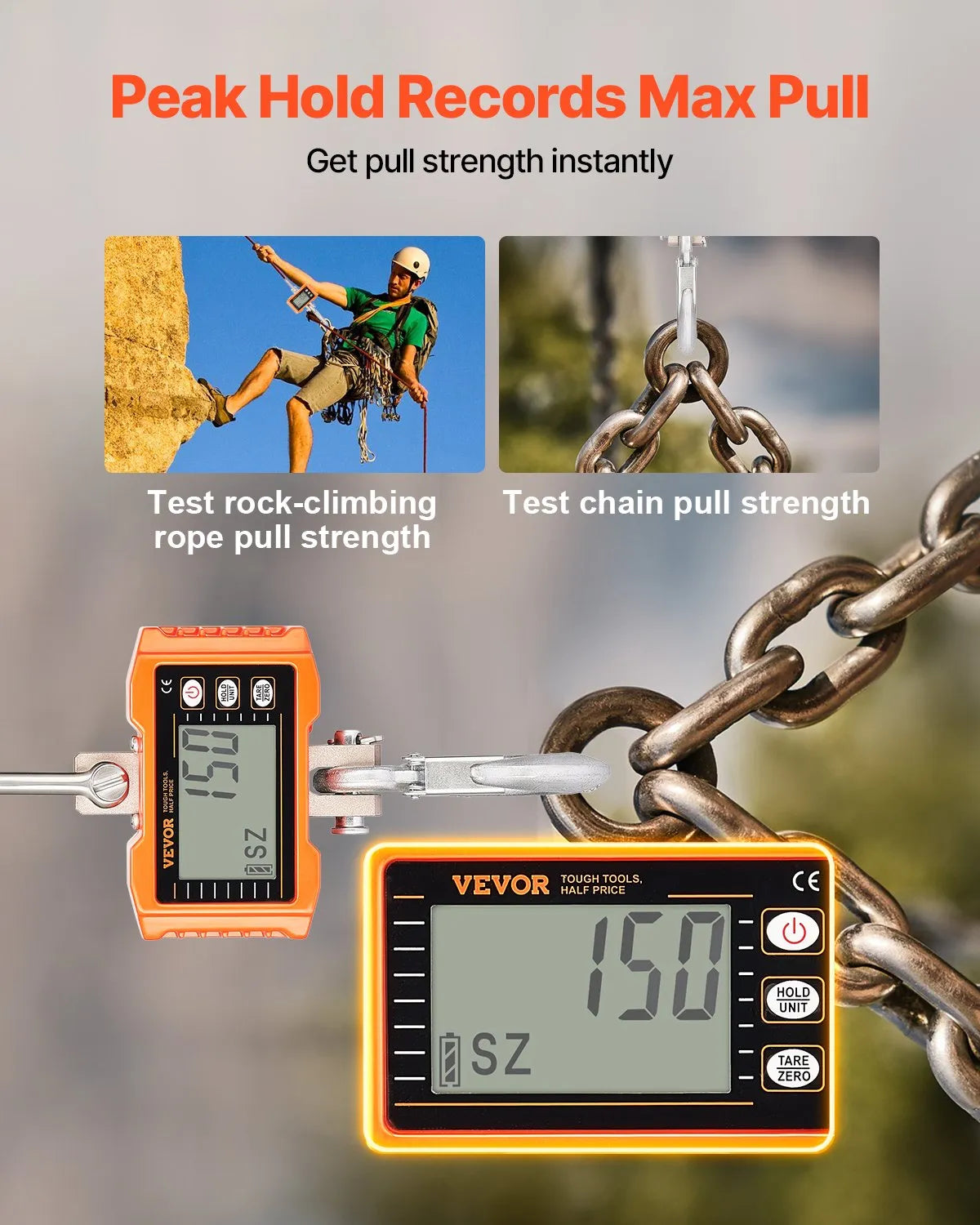 VEVOR Digital Crane Scale 1000 kg, Industrial Hanging Scale with Remote Control, Aluminium Body and LCD Display, High Precision Scale for Construction, Industry, Farm and Hunting, Orange