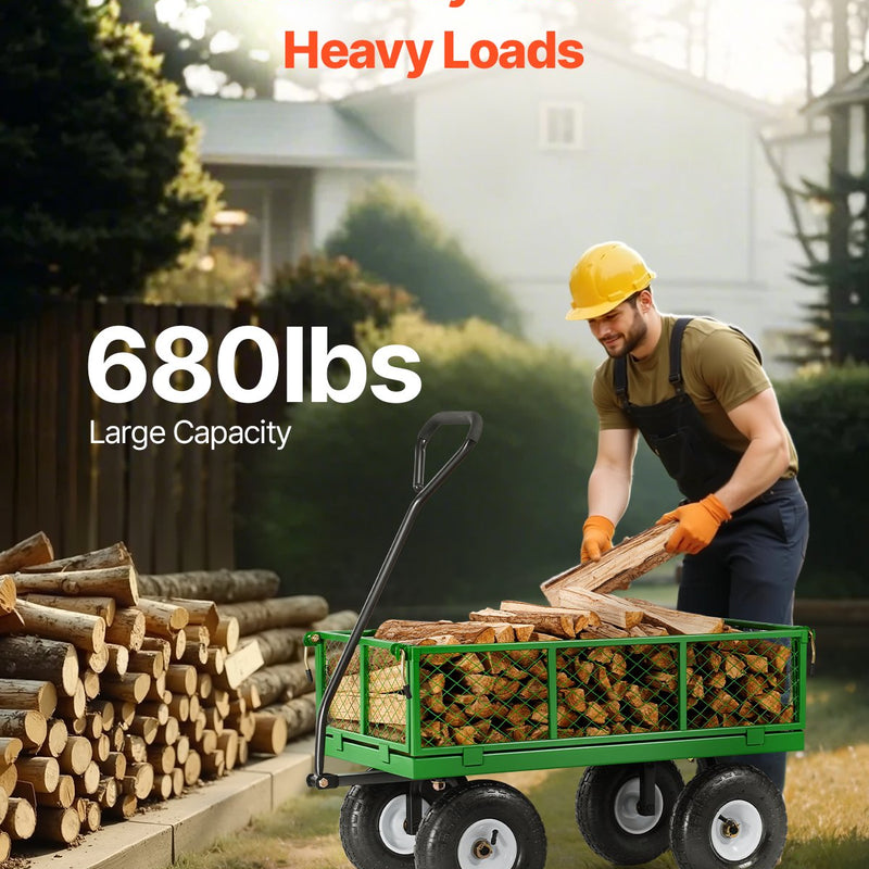 VEVOR Tērauda dārza ratiņi, 308 kg kravnesība, smagsvara modelis, 25 cm riepas