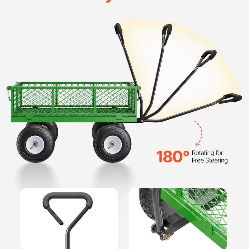 VEVOR Tērauda dārza ratiņi, 308 kg kravnesība, smagsvara modelis, 25 cm riepas