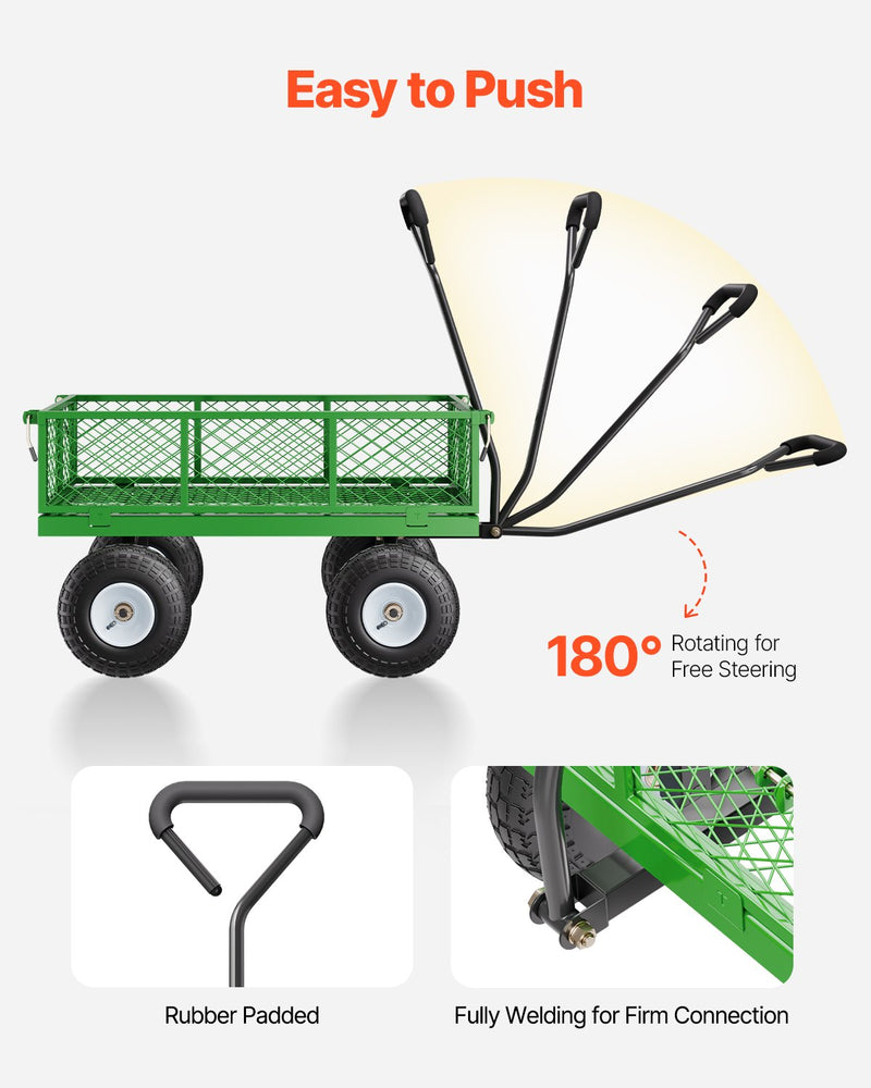 VEVOR Tērauda dārza ratiņi, 308 kg kravnesība, smagsvara modelis, 25 cm riepas