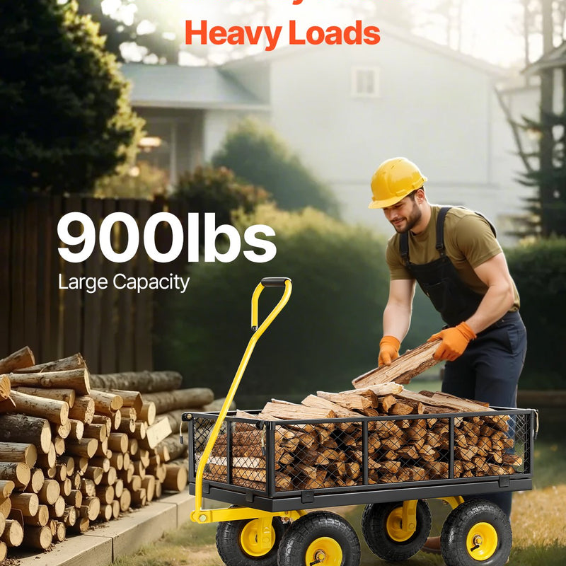 VEVOR Tērauda dārza ratiņi, 408 kg kravnesība, 25 cm riteņi, smagsvara konstrukcija