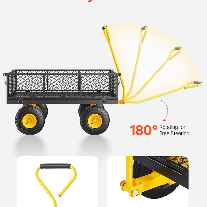 VEVOR Tērauda dārza ratiņi, 408 kg kravnesība, 25 cm riteņi, smagsvara konstrukcija