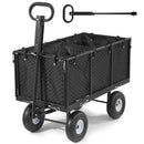 VEVOR dārza rati, nestspēja līdz 544,3 kg, smagas slodzes tērauda transporta rati ar 254 mm riteņiem, regulējams rokturis, noņemami sānu paneļi, pievienojami ATV vai traktoram, melna krāsa - ZEMLETES.LV