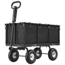 VEVOR dārza rati, nestspēja līdz 544,3 kg, smagas slodzes tērauda transporta rati ar 254 mm riteņiem, regulējams rokturis, noņemami sānu paneļi, pievienojami ATV vai traktoram, melna krāsa - ZEMLETES.LV