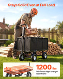 VEVOR dārza rati, nestspēja līdz 544,3 kg, smagas slodzes tērauda transporta rati ar 254 mm riteņiem, regulējams rokturis, noņemami sānu paneļi, pievienojami ATV vai traktoram, melna krāsa - ZEMLETES.LV