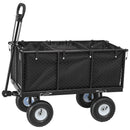 VEVOR dārza rati, nestspēja līdz 544,3 kg, smagas slodzes tērauda transporta rati ar 254 mm riteņiem, regulējams rokturis, noņemami sānu paneļi, pievienojami ATV vai traktoram, melna krāsa - ZEMLETES.LV