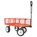 VEVOR dārza rati ar sēdekli, kravnesība 408,2 kg, tērauda konstrukcija, 254 mm riepas, regulējams rokturis, noņemami sānu paneļi, piekabināmi ATV vai traktoram, sarkani - ZEMLETES.LV