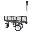VEVOR dārza rati 408,2 kg kravnesība, smagas konstrukcijas tērauda universālie rati ar 25 cm riepām, regulējamu rokturi un noņemamām sānu malām, pievienojami ATV vai traktoram, melni - ZEMLETES.LV