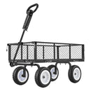 VEVOR dārza rati 408,2 kg kravnesība, smagas konstrukcijas tērauda universālie rati ar 25 cm riepām, regulējamu rokturi un noņemamām sānu malām, pievienojami ATV vai traktoram, melni - ZEMLETES.LV