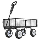 VEVOR dārza rati 408,2 kg kravnesība, smagas konstrukcijas tērauda universālie rati ar 25 cm riepām, regulējamu rokturi un noņemamām sānu malām, pievienojami ATV vai traktoram, melni - ZEMLETES.LV