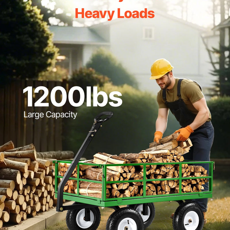 VEVOR Tērauda dārza ratiņi, 544 kg kravnesība, smagsvara modelis, 33 cm riepas