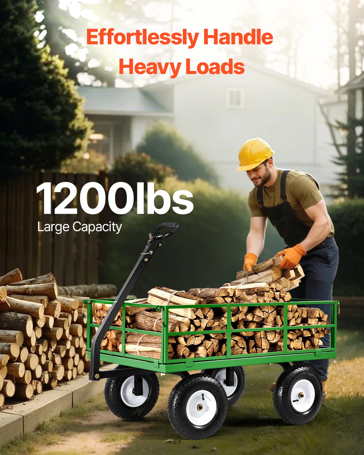 VEVOR Steel Garden Cart, 544 kg Load Capacity, Heavy-Duty Model, 33 cm Tyres