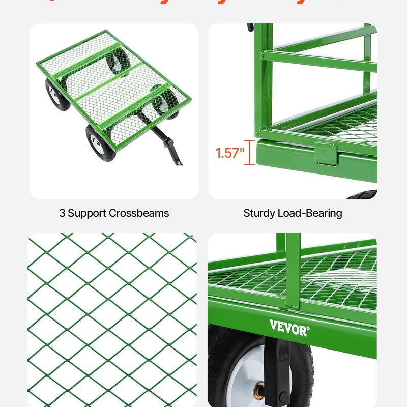 VEVOR Tērauda dārza ratiņi, 544 kg kravnesība, smagsvara modelis, 33 cm riepas