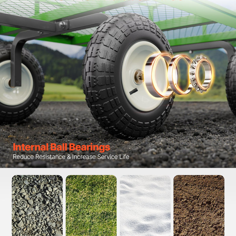 VEVOR Tērauda dārza ratiņi, 544 kg kravnesība, smagsvara modelis, 33 cm riepas