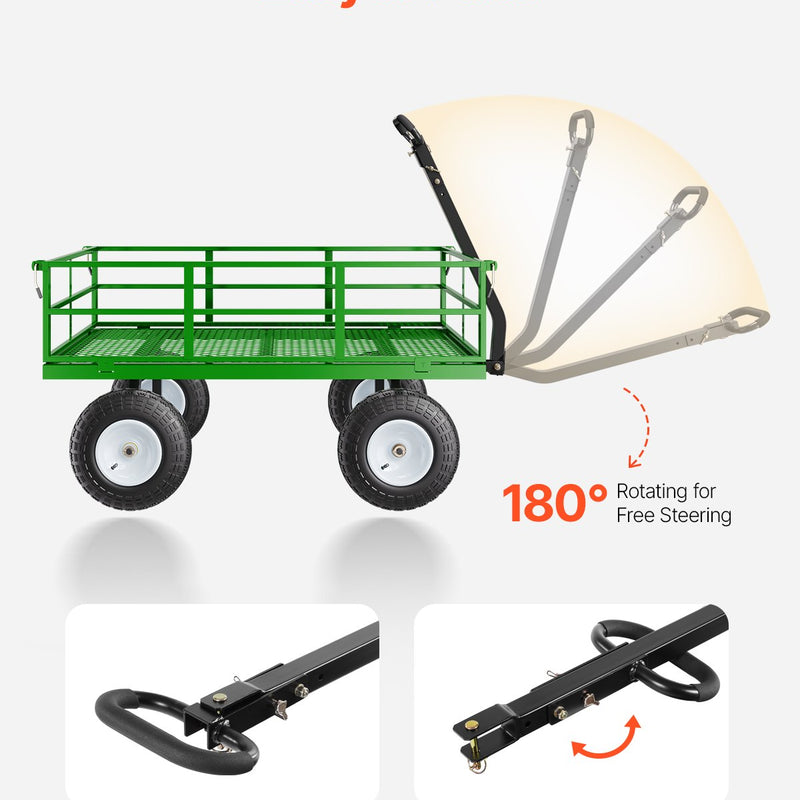 VEVOR Tērauda dārza ratiņi, 544 kg kravnesība, smagsvara modelis, 33 cm riepas