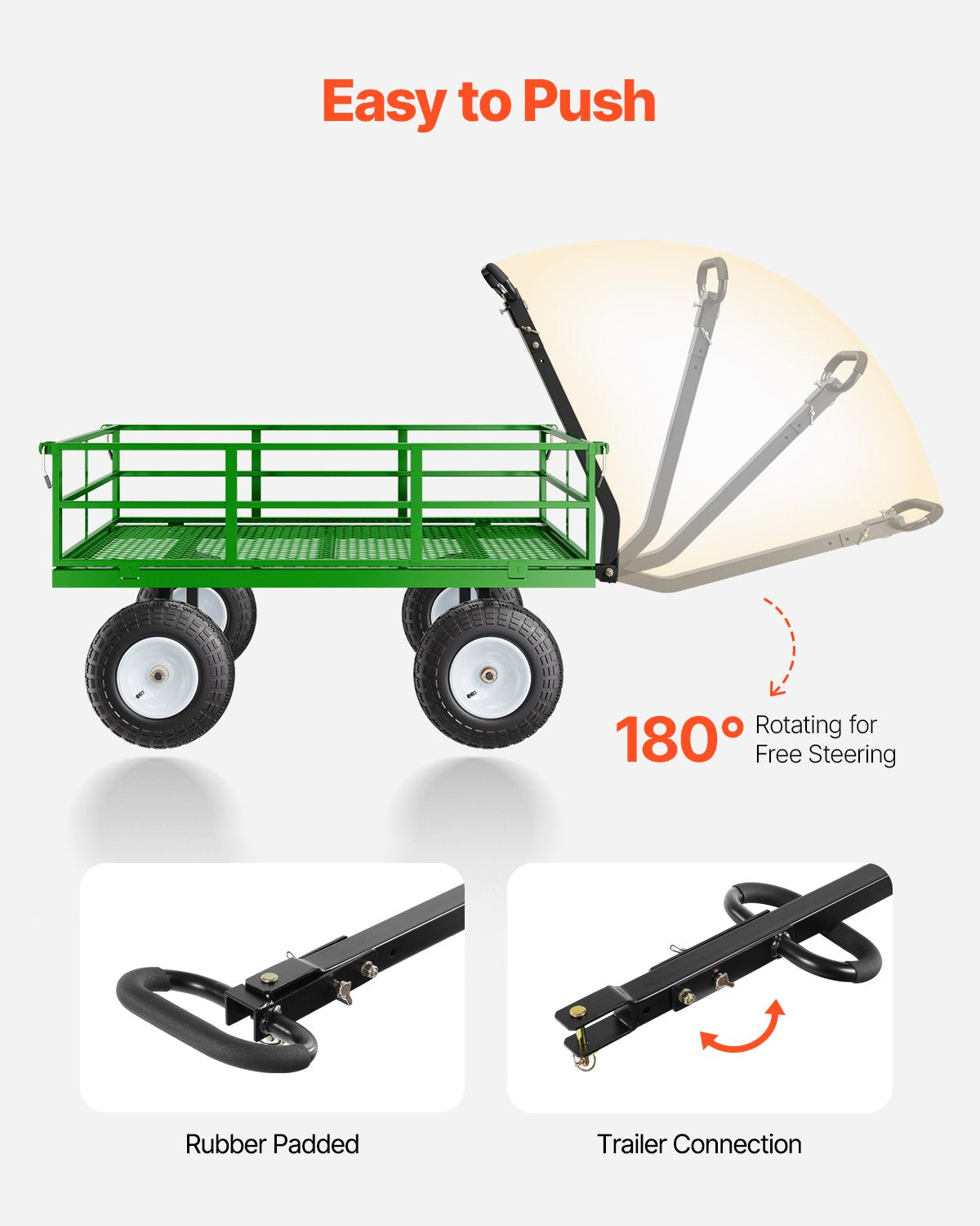 VEVOR Steel Garden Cart, 544 kg Load Capacity, Heavy-Duty Model, 33 cm Tyres