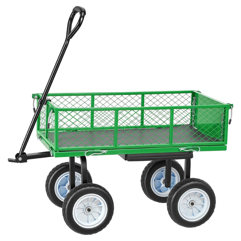 VEVOR dārza rati ar sēdekli, nestspēja līdz 226,8 kg, tērauda dārza darba sēdeklis ar riteņiem, smagas slodzes dārza taburete ar instrumentu paplāti un regulējamu rokturi, piemērota zālienam, terasei un pagalmam, zaļa krāsa - ZEMLETES.LV