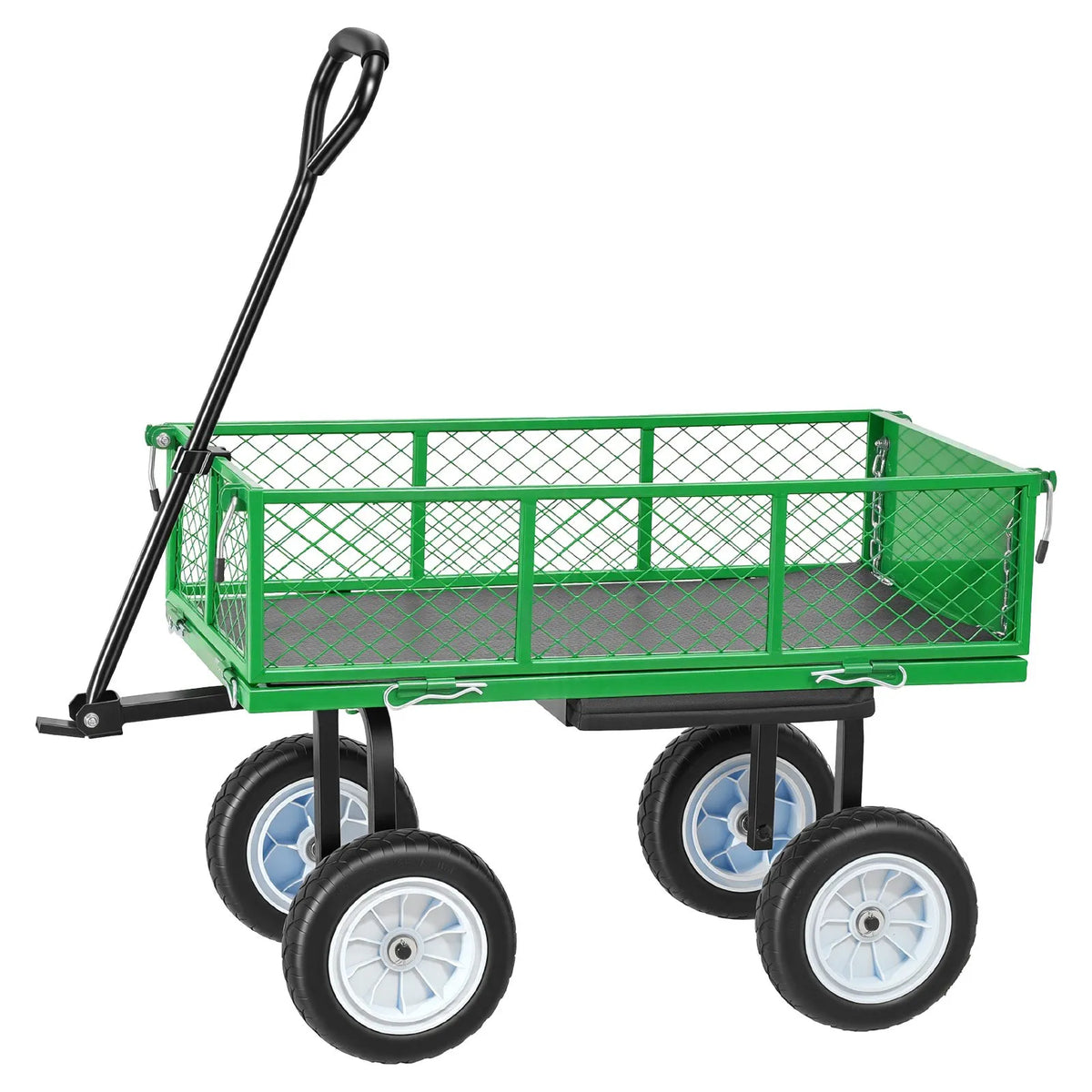VEVOR dārza rati ar sēdekli, nestspēja līdz 226,8 kg, tērauda dārza darba sēdeklis ar riteņiem, smagas slodzes dārza taburete ar instrumentu paplāti un regulējamu rokturi, piemērota zālienam, terasei un pagalmam, zaļa krāsa - ZEMLETES.LV