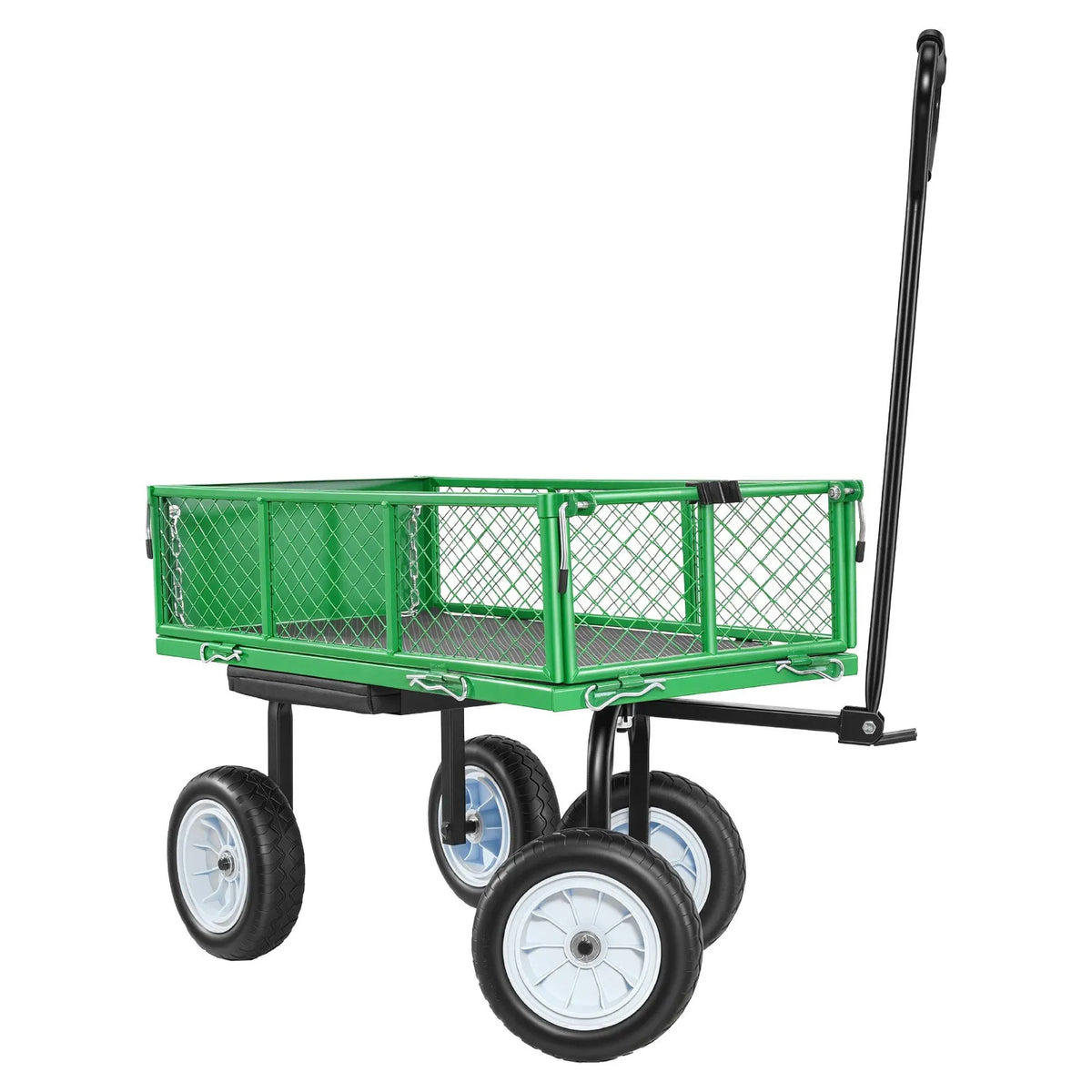 VEVOR dārza rati ar sēdekli, nestspēja līdz 226,8 kg, tērauda dārza darba sēdeklis ar riteņiem, smagas slodzes dārza taburete ar instrumentu paplāti un regulējamu rokturi, piemērota zālienam, terasei un pagalmam, zaļa krāsa - ZEMLETES.LV