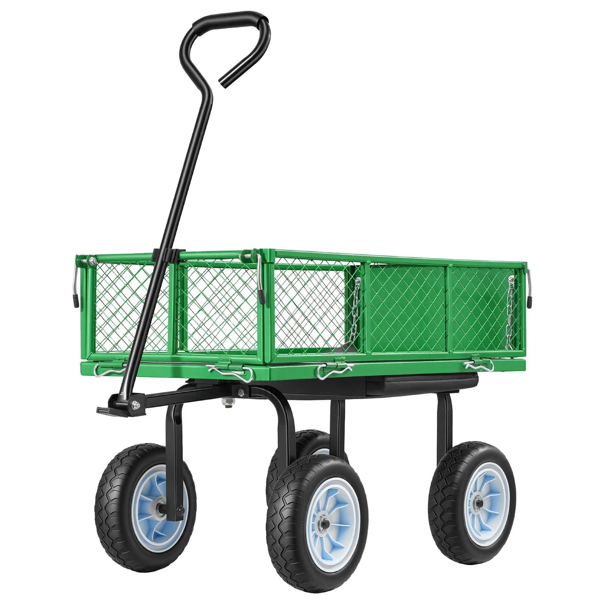 VEVOR dārza rati ar sēdekli, nestspēja līdz 226,8 kg, tērauda dārza darba sēdeklis ar riteņiem, smagas slodzes dārza taburete ar instrumentu paplāti un regulējamu rokturi, piemērota zālienam, terasei un pagalmam, zaļa krāsa - ZEMLETES.LV