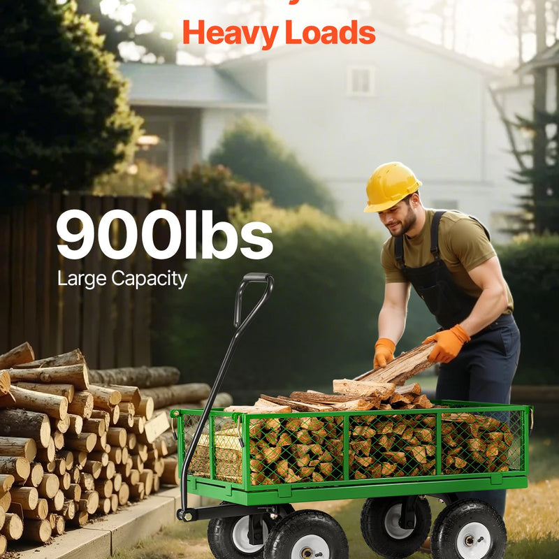 VEVOR Tērauda dārza ratiņi, 408 kg kravnesība, smagsvara modelis, 25 cm riepas