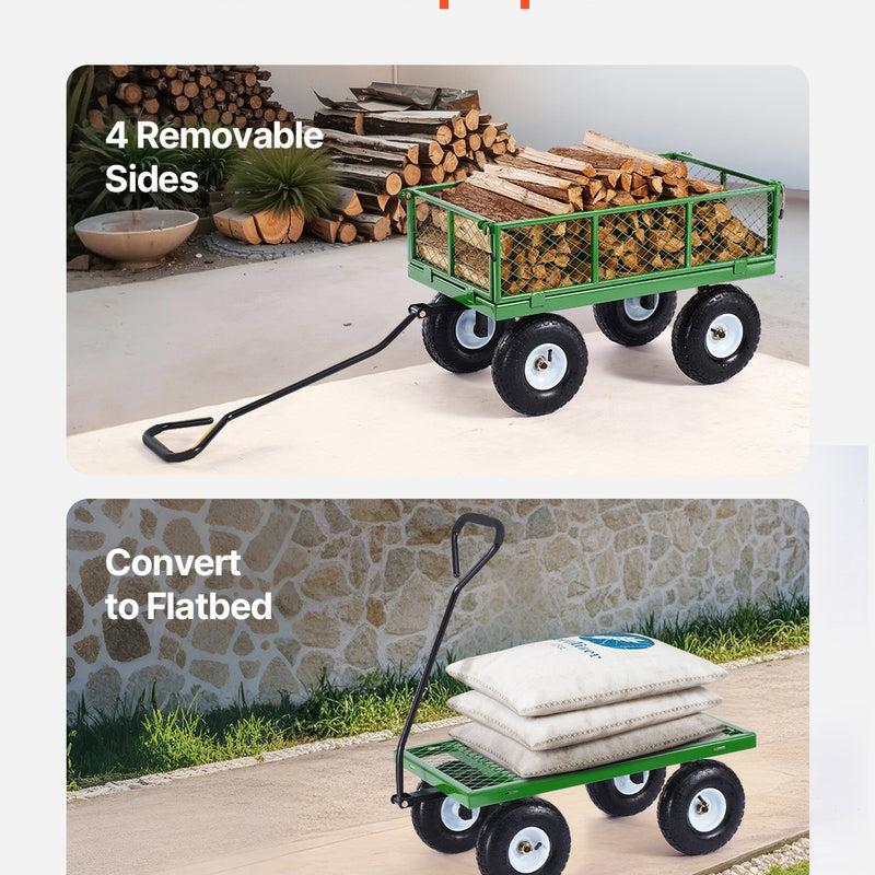 VEVOR Tērauda dārza ratiņi, 408 kg kravnesība, smagsvara modelis, 25 cm riepas