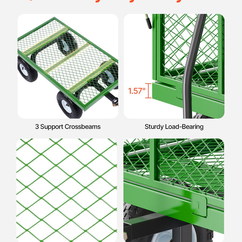 VEVOR Tērauda dārza ratiņi, 408 kg kravnesība, smagsvara modelis, 25 cm riepas