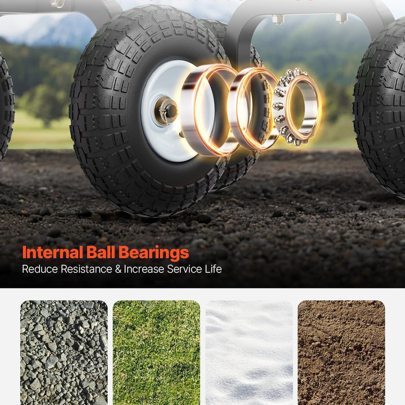 VEVOR Tērauda dārza ratiņi, 408 kg kravnesība, smagsvara modelis, 25 cm riepas