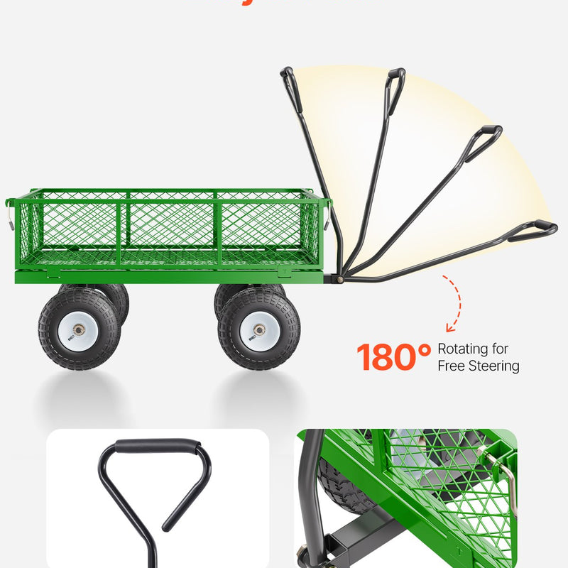 VEVOR Tērauda dārza ratiņi, 408 kg kravnesība, smagsvara modelis, 25 cm riepas
