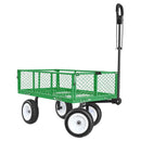 VEVOR dārza rati ar sēdekli, nestspēja līdz 408,2 kg, smagas slodzes tērauda dārza rati ar 254 mm riteņiem, regulējams rokturis, noņemami sānu paneļi, pievienojami ATV vai traktoram, zaļā krāsa - ZEMLETES.LV