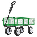VEVOR dārza rati ar sēdekli, nestspēja līdz 408,2 kg, smagas slodzes tērauda dārza rati ar 254 mm riteņiem, regulējams rokturis, noņemami sānu paneļi, pievienojami ATV vai traktoram, zaļā krāsa - ZEMLETES.LV